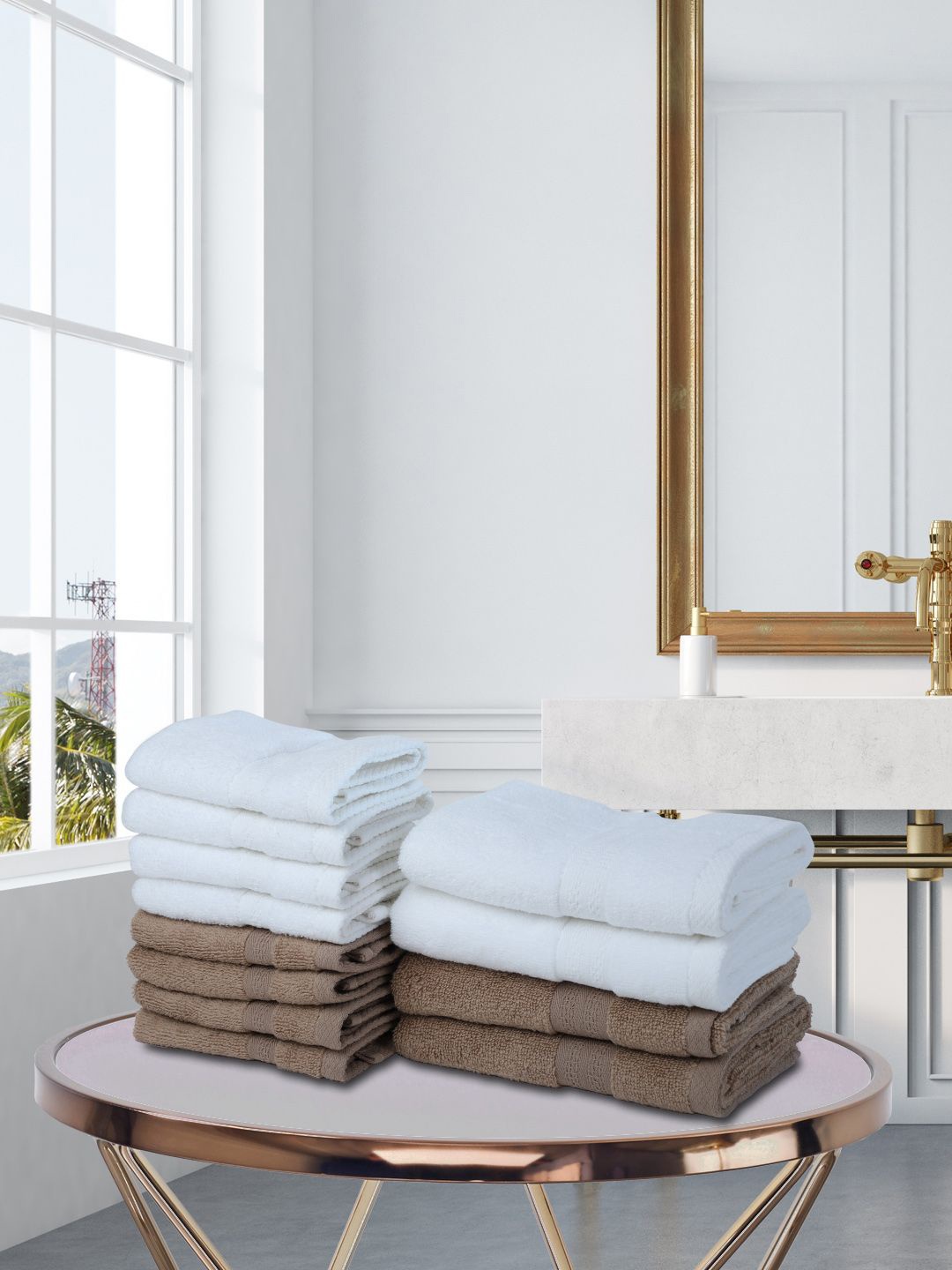 

BIANCA Set Of 12 Solid Zero-Twist Pure Cotton 500 GSM Ultra-Fluffy Towel Set, White
