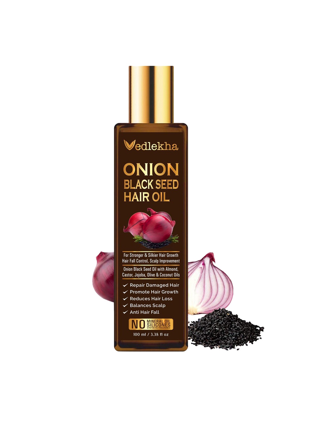 

Vedlekha Onion & Blackseed Hair Growth Oil 100 ml, Red