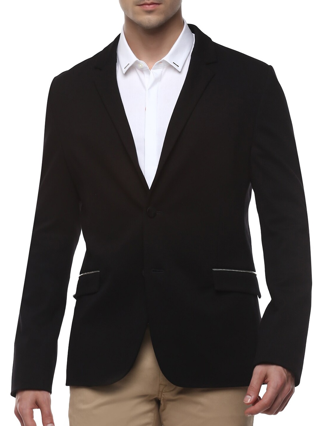 

HUGO Men Black Solid Single-Breasted Formal Blazer