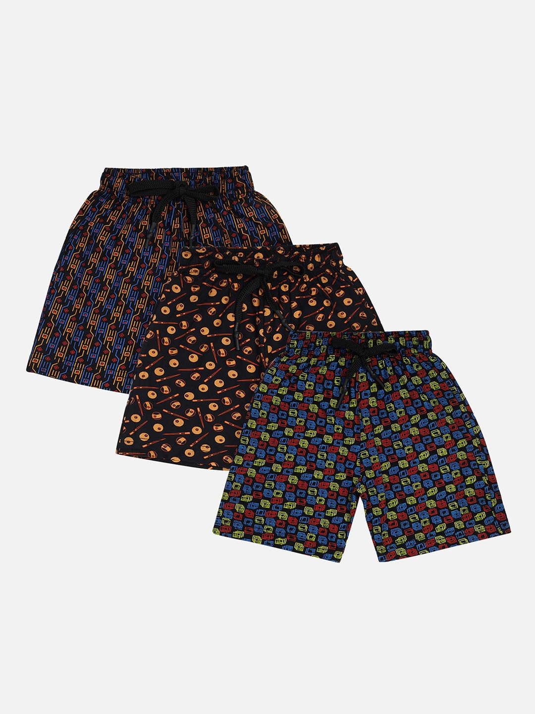 

DYCA Boys Pack of 3 Printed Multicolor Shorts, Black