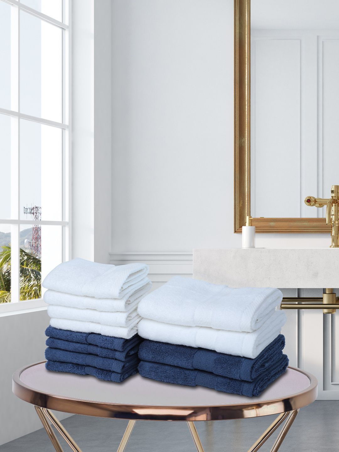 BIANCA Set Of 12 Solid Zero-Twist Pure Cotton 500 GSM Towel Set, White