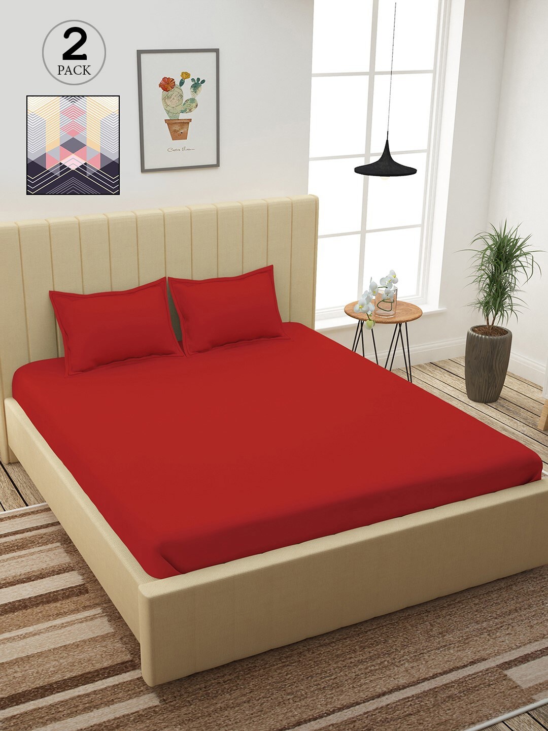 

Story@home Red & Navy Blue 210 TC 2 King Bedsheet with 4 Pillow Covers