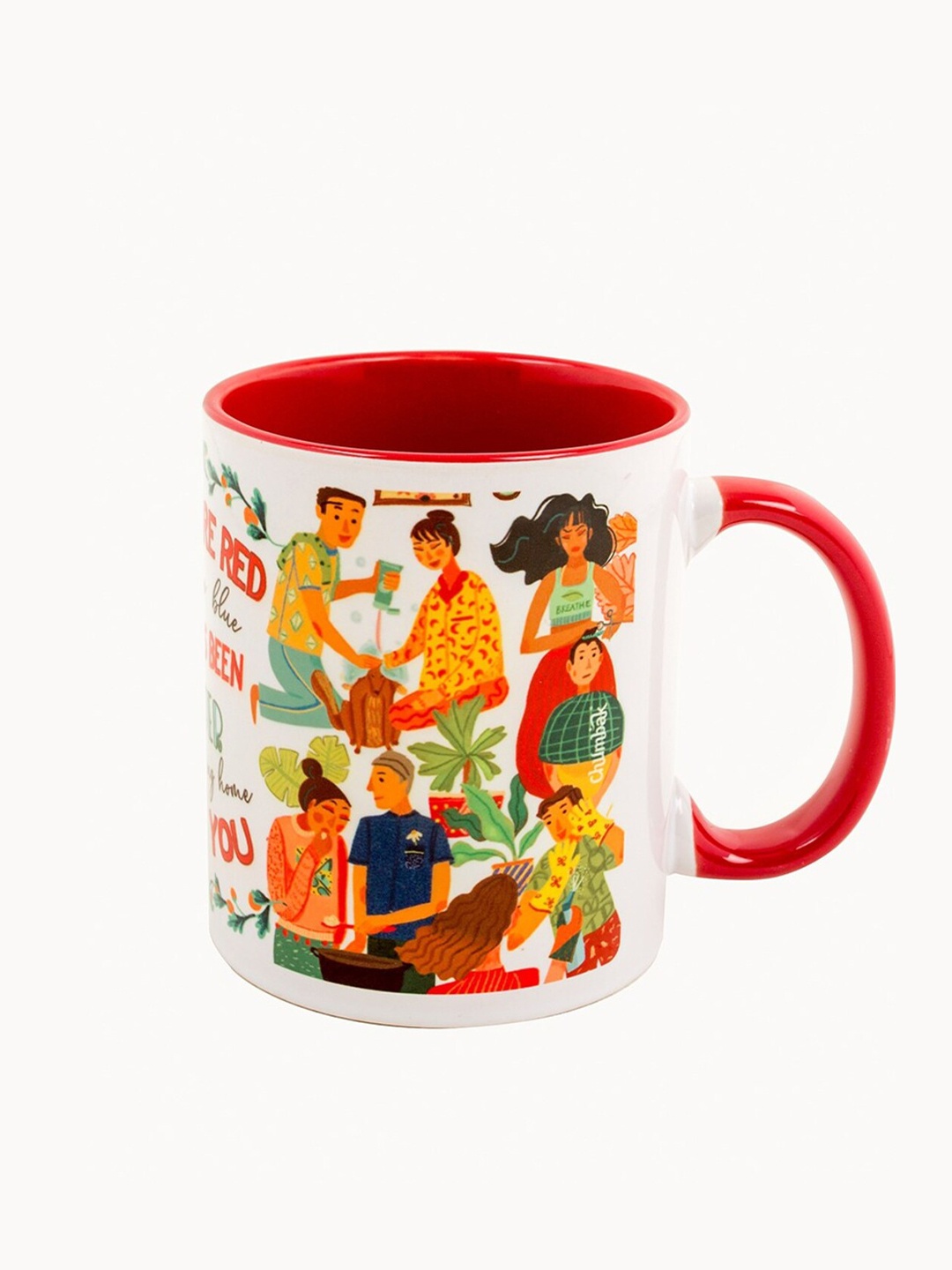 

Chumbak White & Red Staying Home With You Printed Ceramic Glossy Mug