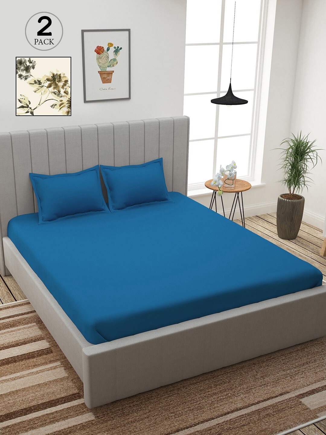 

Story@home Blue & White Floral 210 TC 2 King Bedsheet with 4 Pillow Covers
