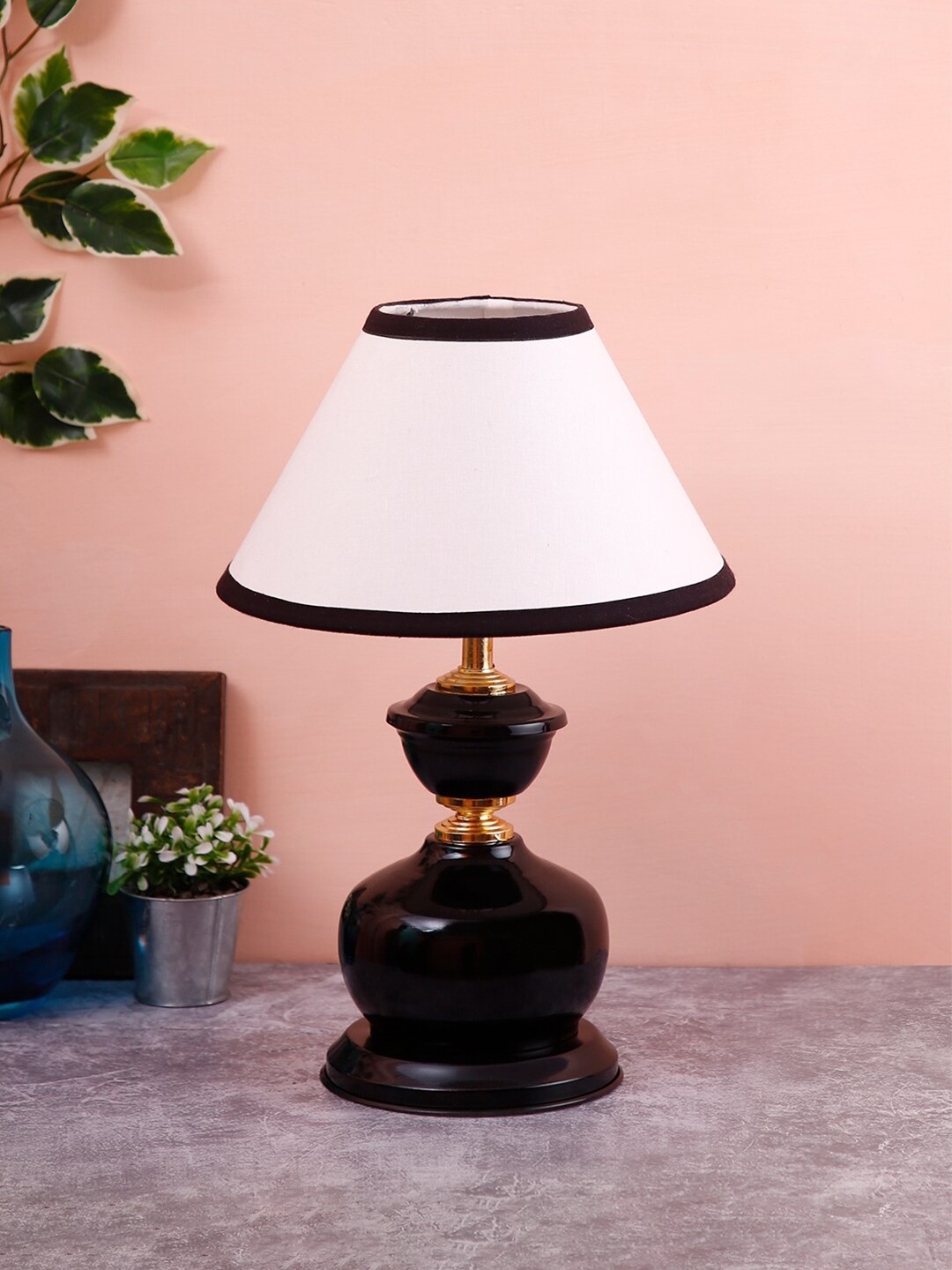 

Devansh White & Black Traditional Bedside Standard Table Lamp