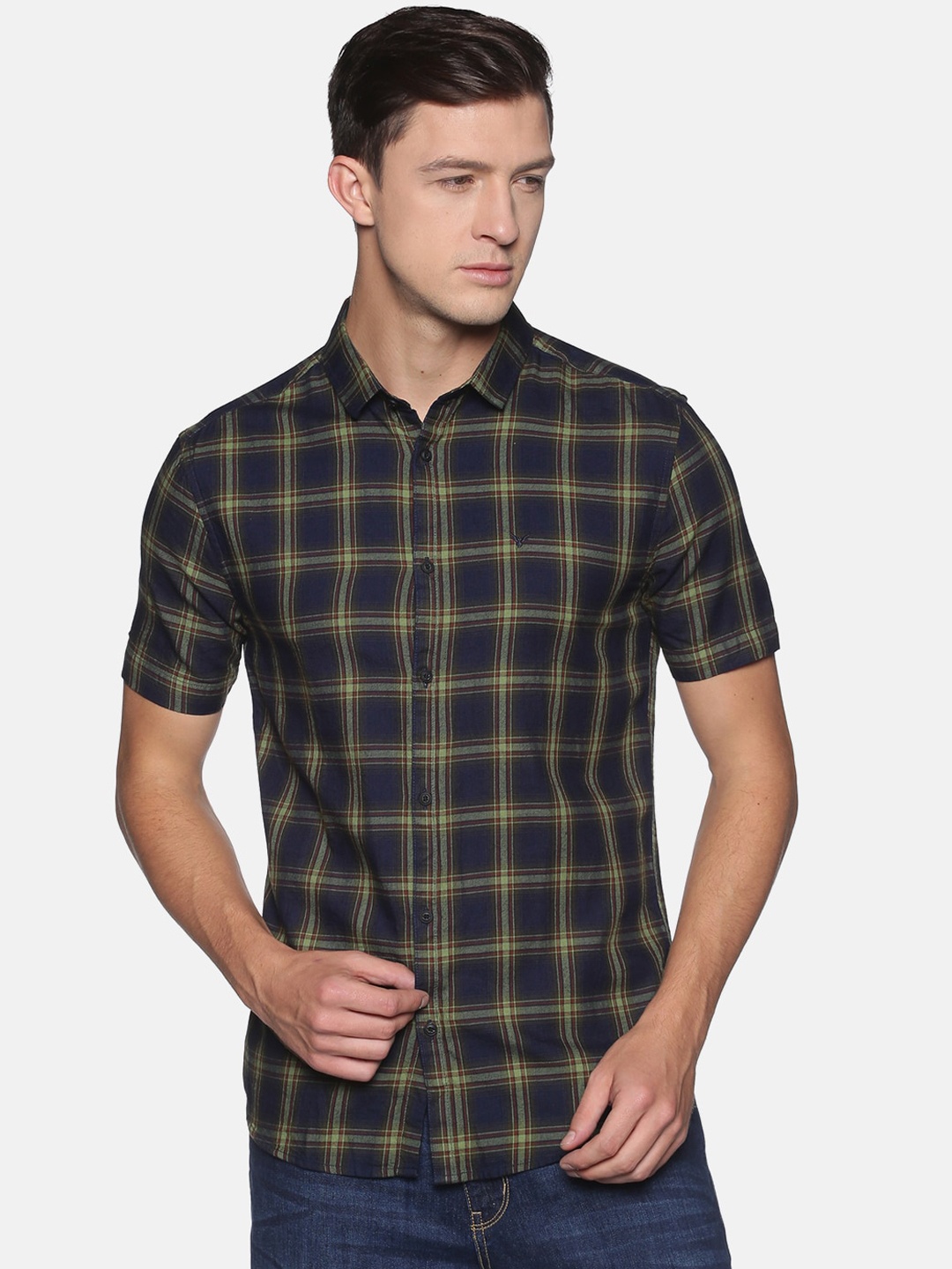 

SHOWOFF Men Green Slim Fit Checked Casual Shirt