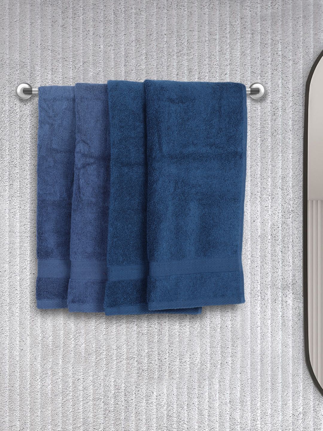 

BIANCA Set Of 4 Pure Cotton Ultra-Fluffy Hand Towels, Navy blue