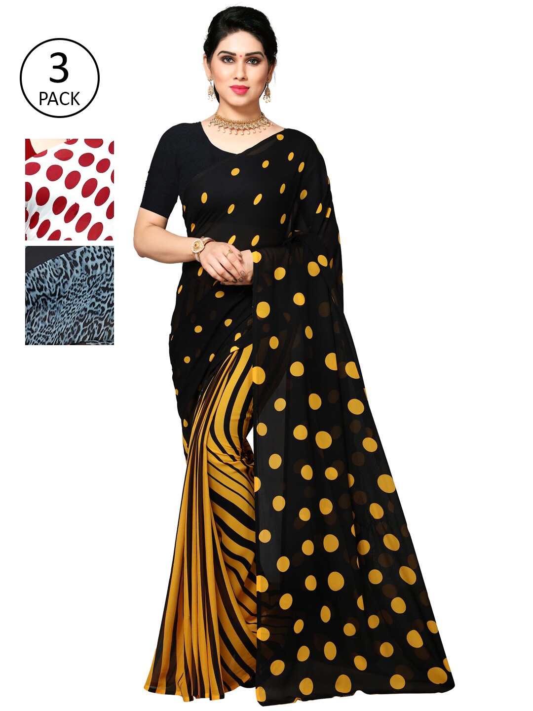 ANAND SAREES Pack Of 3 Sarees, Yellow