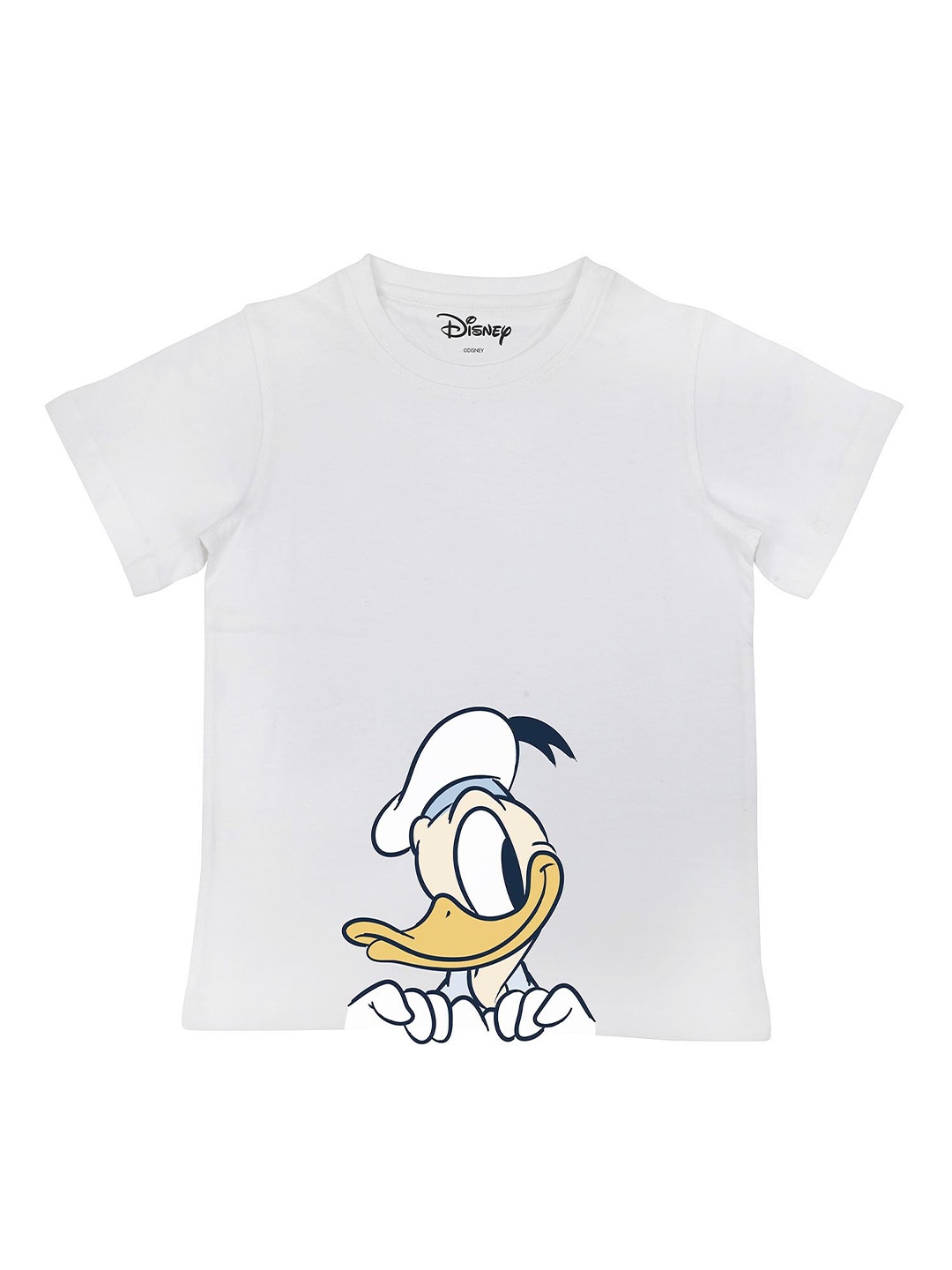 Disney by Wear Your Mind Boys White Yellow Donald Duck Printed Cotton Pure Cotton T-shirt