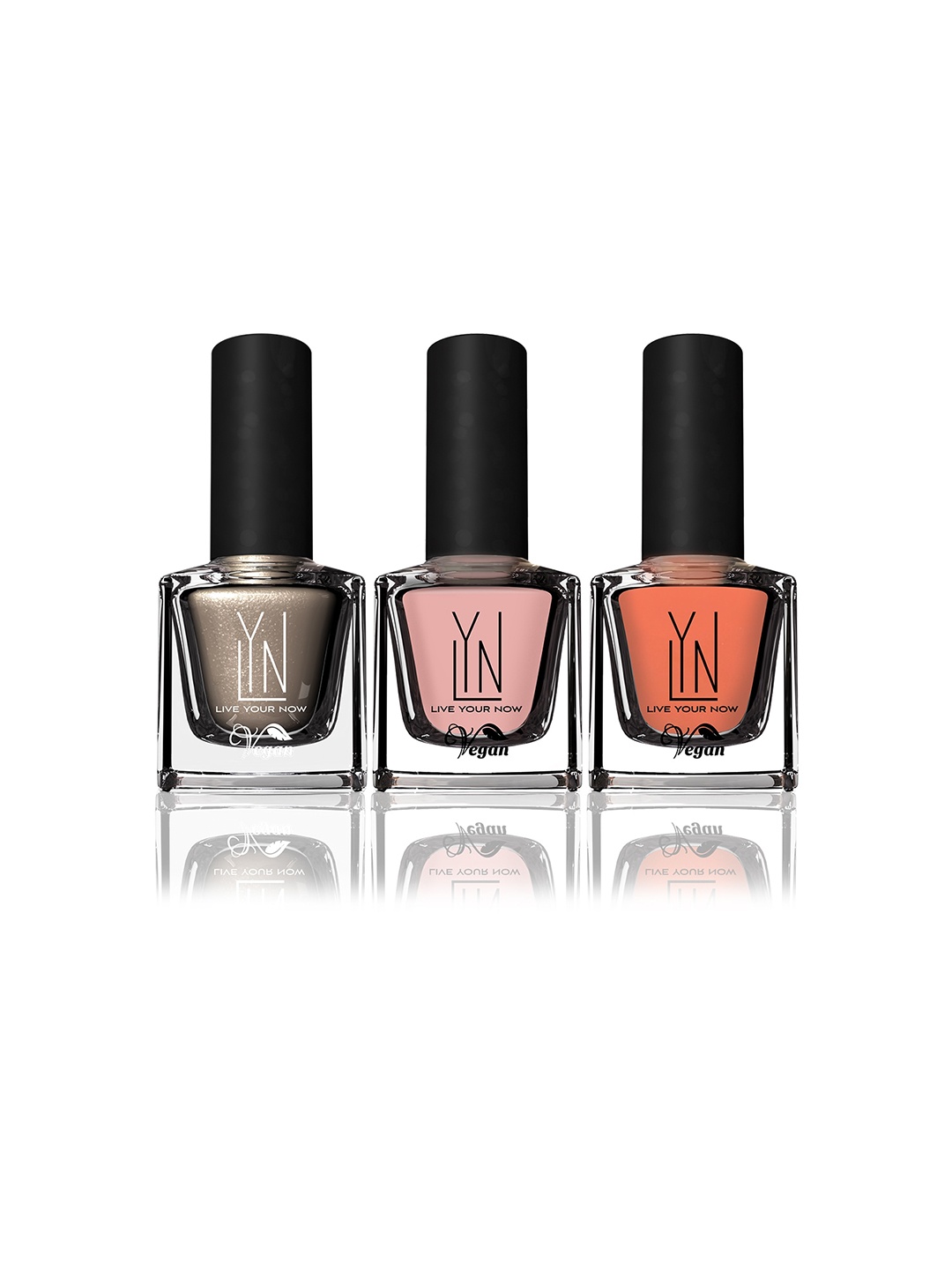 

LYN LIVE YOUR NOW Set of 3 Fast Dry Non Toxic Nail Lacquer - 8 ml each, Grey