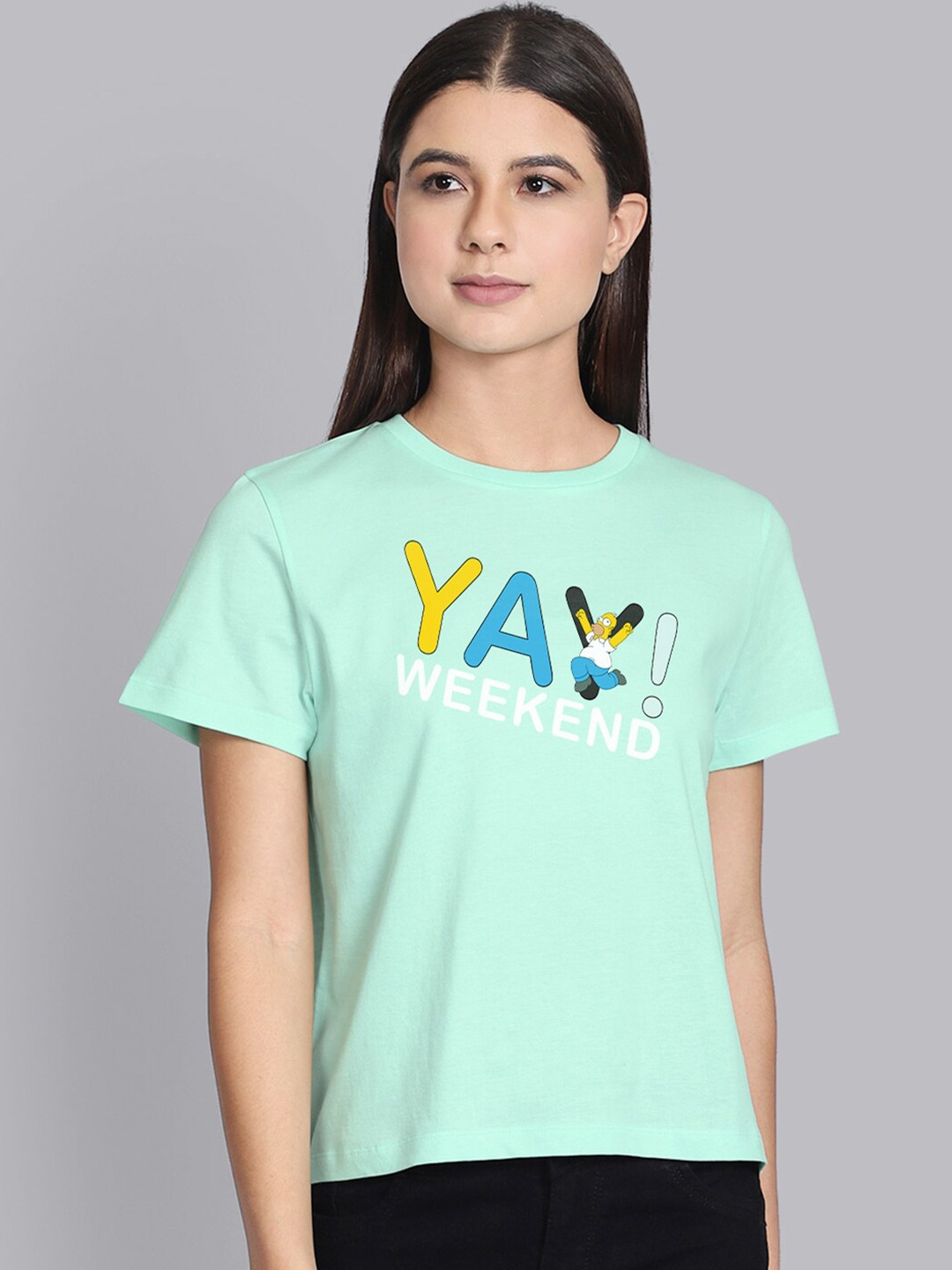 

Free Authority Women Green Cotton Simpsons Pure Cotton T-shirt