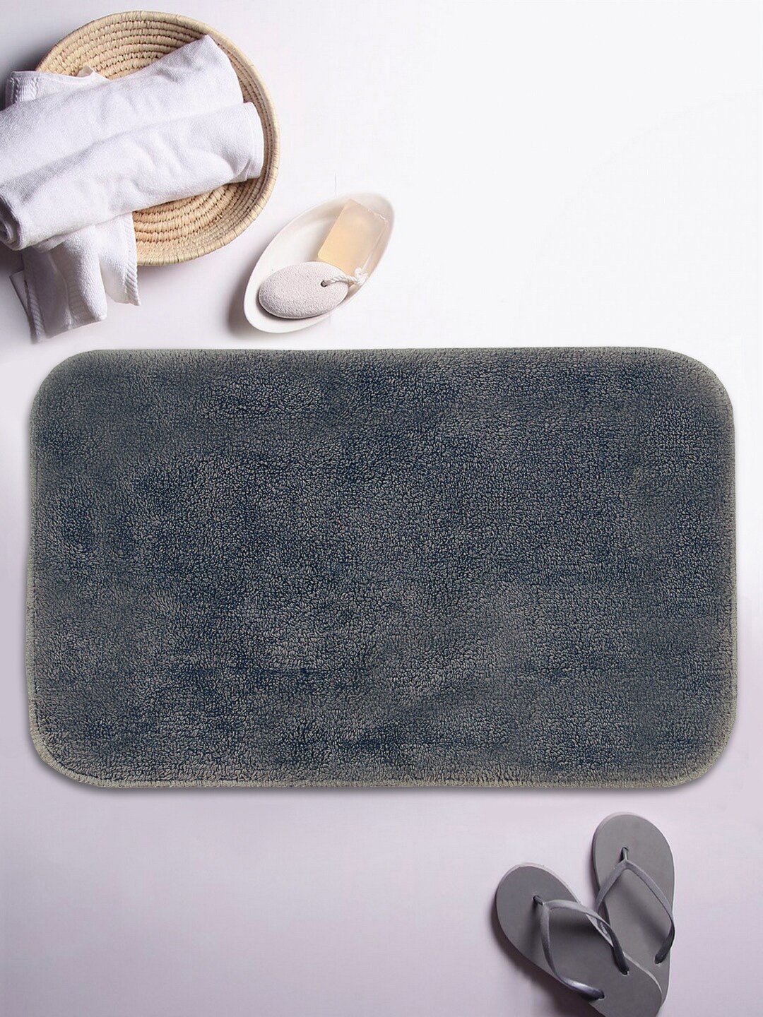 

KOPA Grey Solid 1000 GSM Anti-Skid Cotton Bath Rug