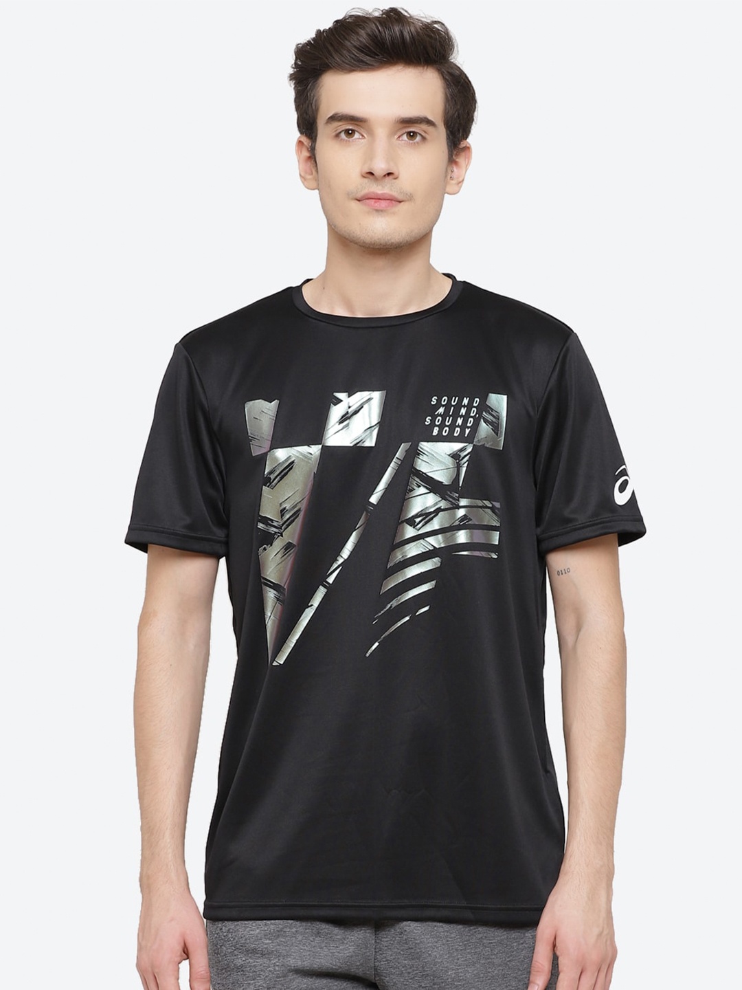 

ASICS T&F Graphic Men Black Printed T-shirt