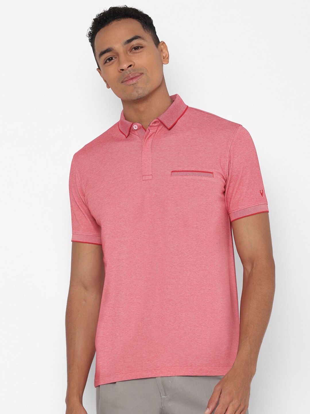 

Allen Solly Men Pink Polo Collar T-shirt