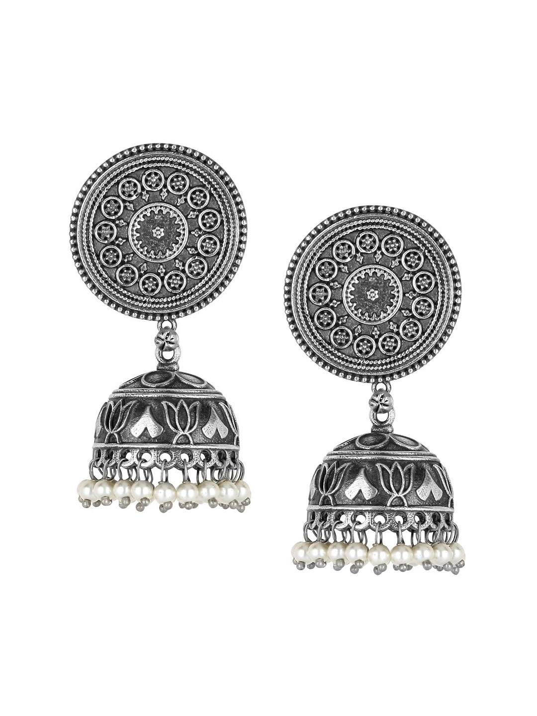 

Adwitiya Collection Silver Contemporary Jhumkas Earrings
