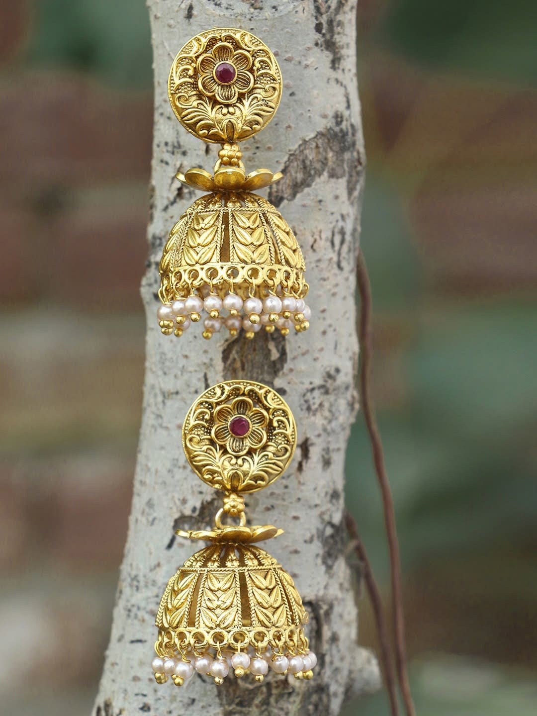 

Adwitiya Collection 24CT Gold-Plated Contemporary Jhumkas Earrings