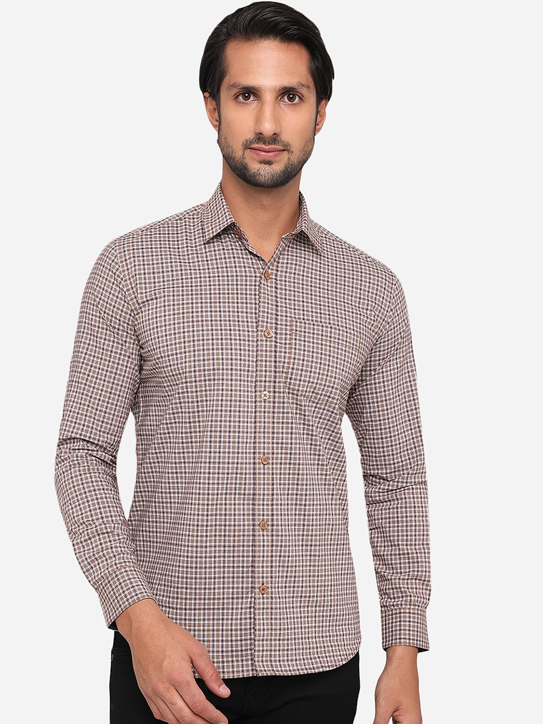 

Greenfibre Men Brown Slim Fit Checked Casual Shirt