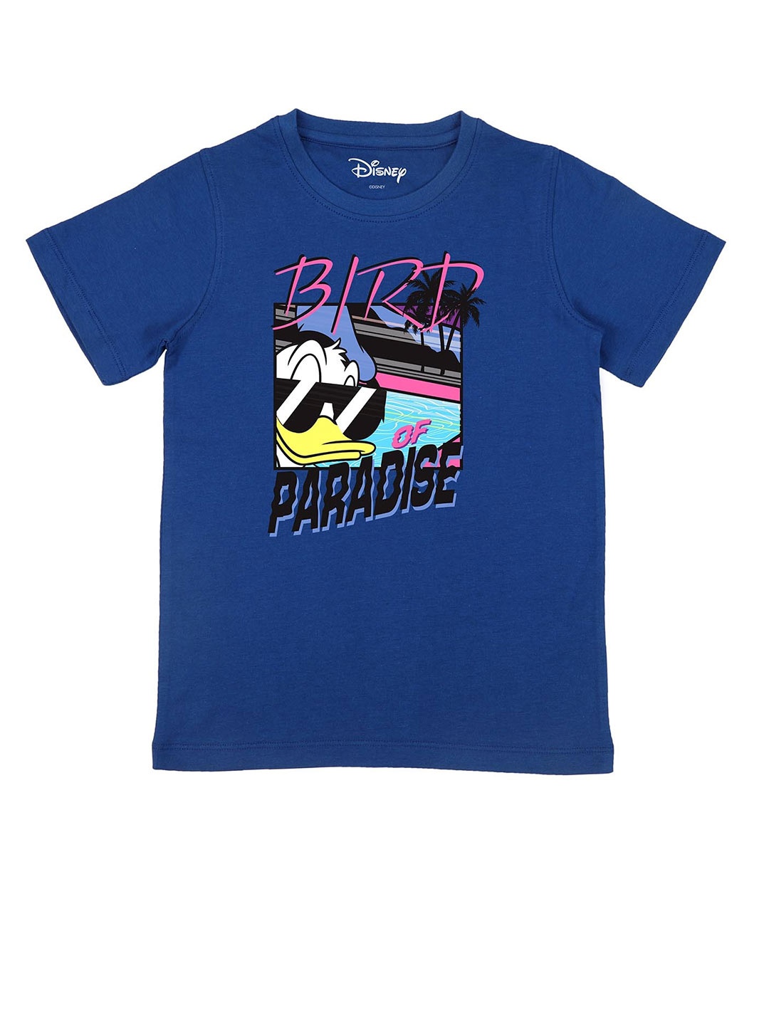 Disney by Wear Your Mind Boys Blue Typography Printed Applique T-shirt