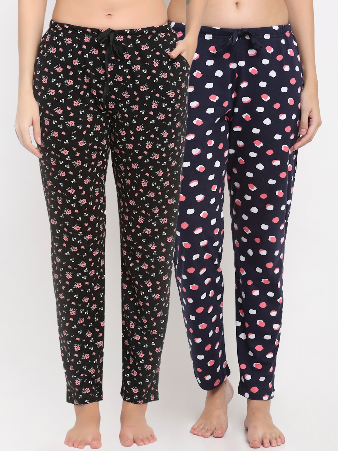 

Kanvin Women Pack Of 2 Printed Lounge Pants, Black
