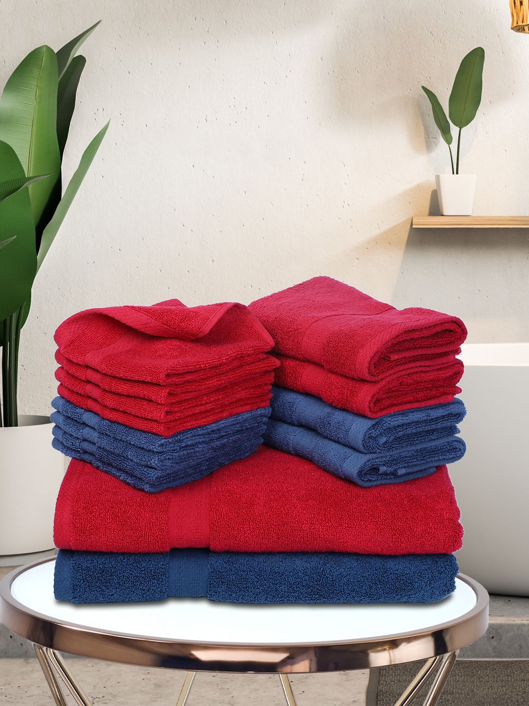 

BIANCA Set Of 14 Pure Cotton Ultra-Fluffy Towels, Burgundy