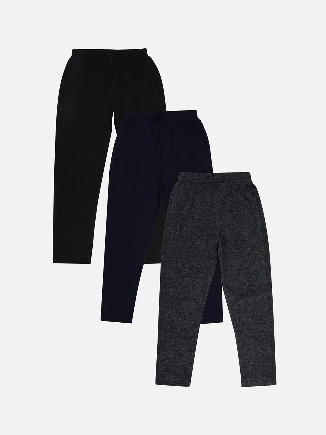 

DYCA Girls Pack Of 3 Solid Straight-Fit Cotton Track Pants, Black