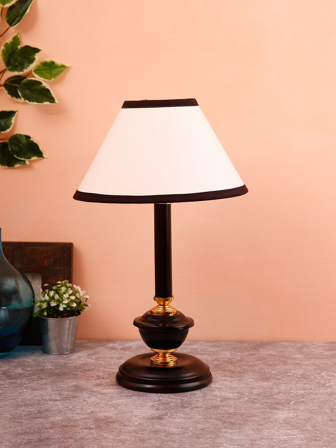 

Devansh White & Black Traditional Table Lamp with Shade