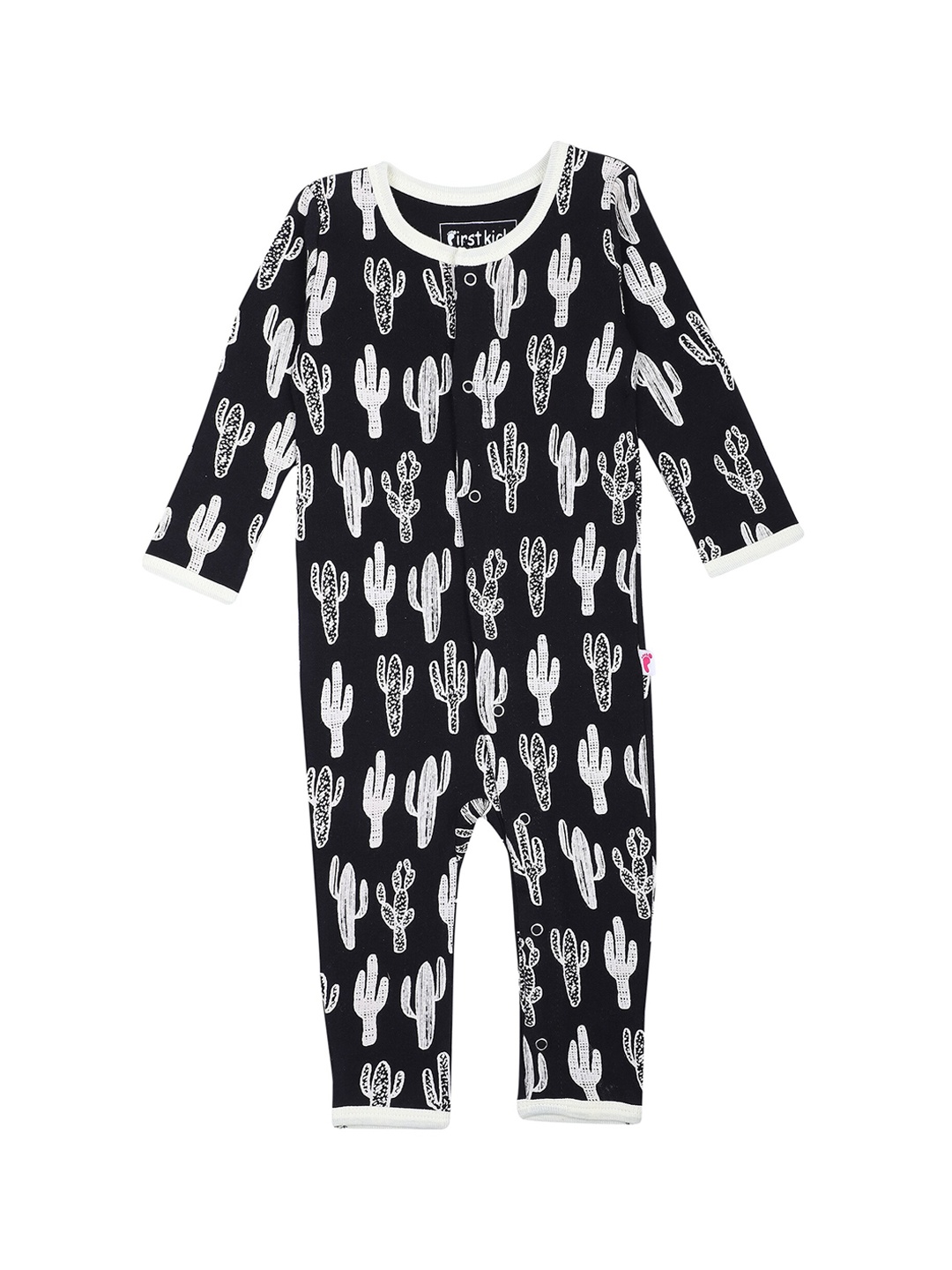 First Kick Infant Kids Black & White Printed Organic Cotton Rompers