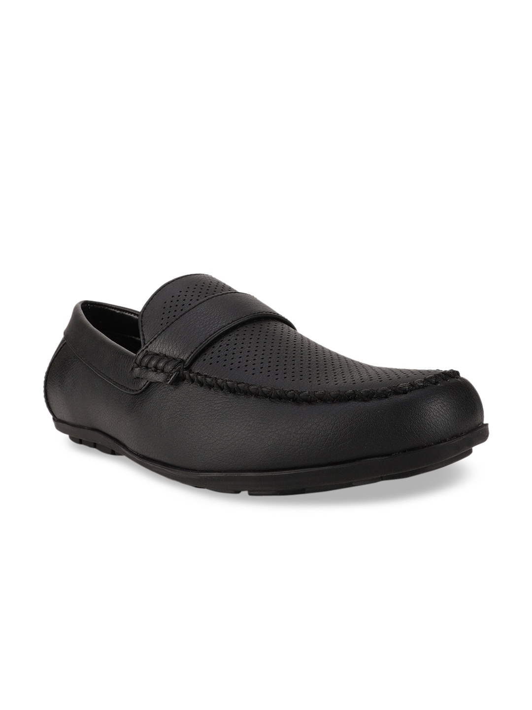 

Bata Men Black Perforations PU Loafers