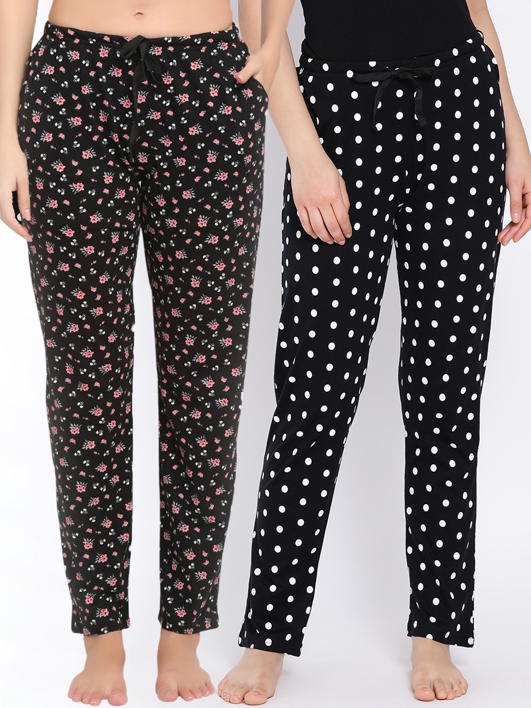 

Kanvin Women Pack Of 2 Printed Lounge Pants, Black