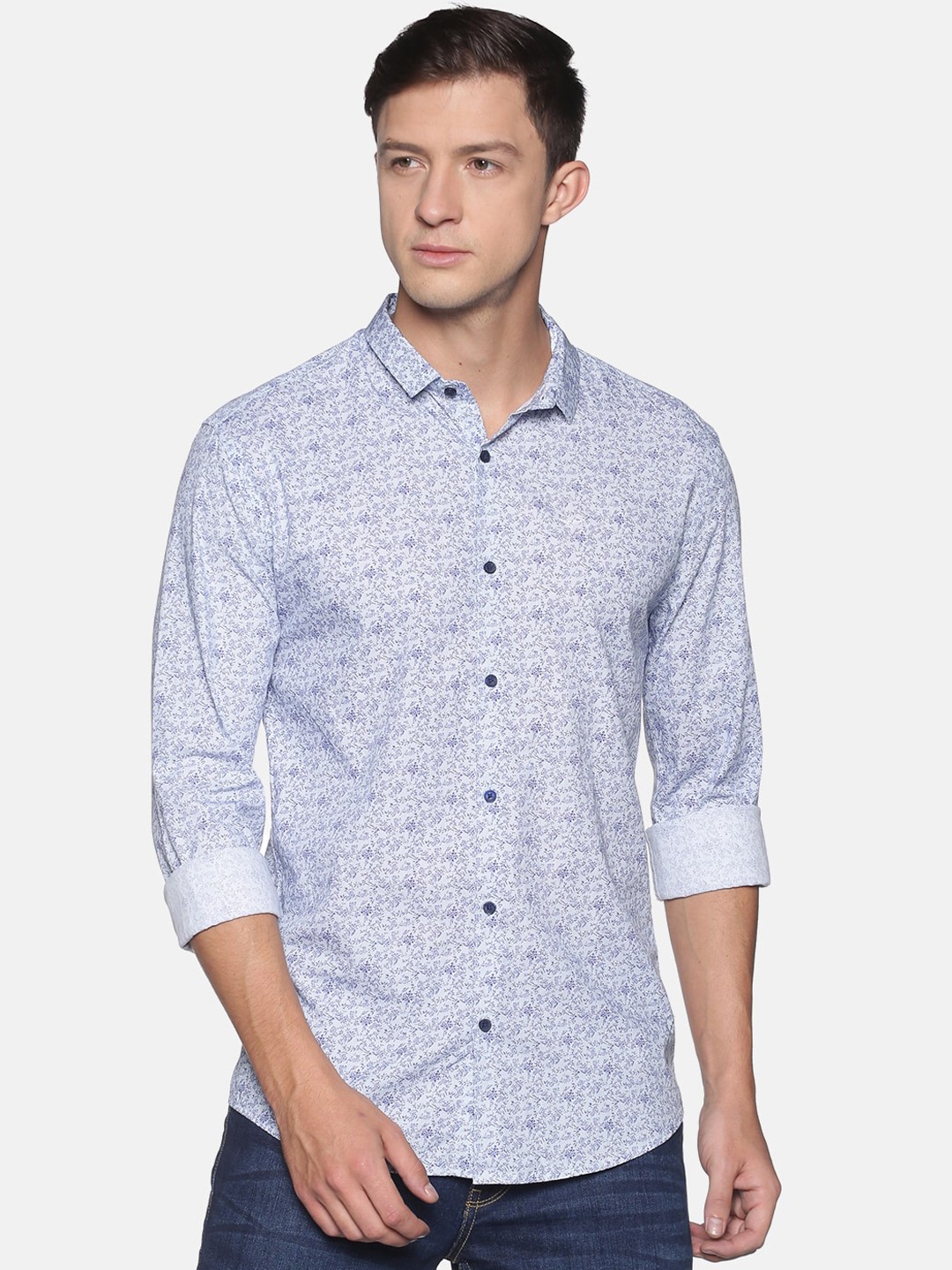 

SHOWOFF Men Blue Comfort Slim Fit Floral Printed Casual Shirt