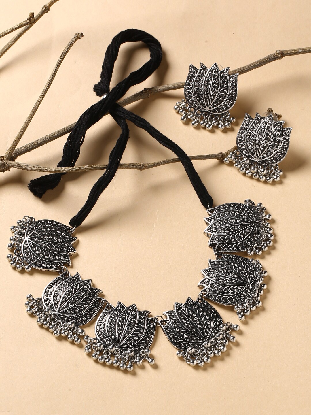 

Fabstreet Oxidised Silver-Plated Handcrafted Jewellery Set