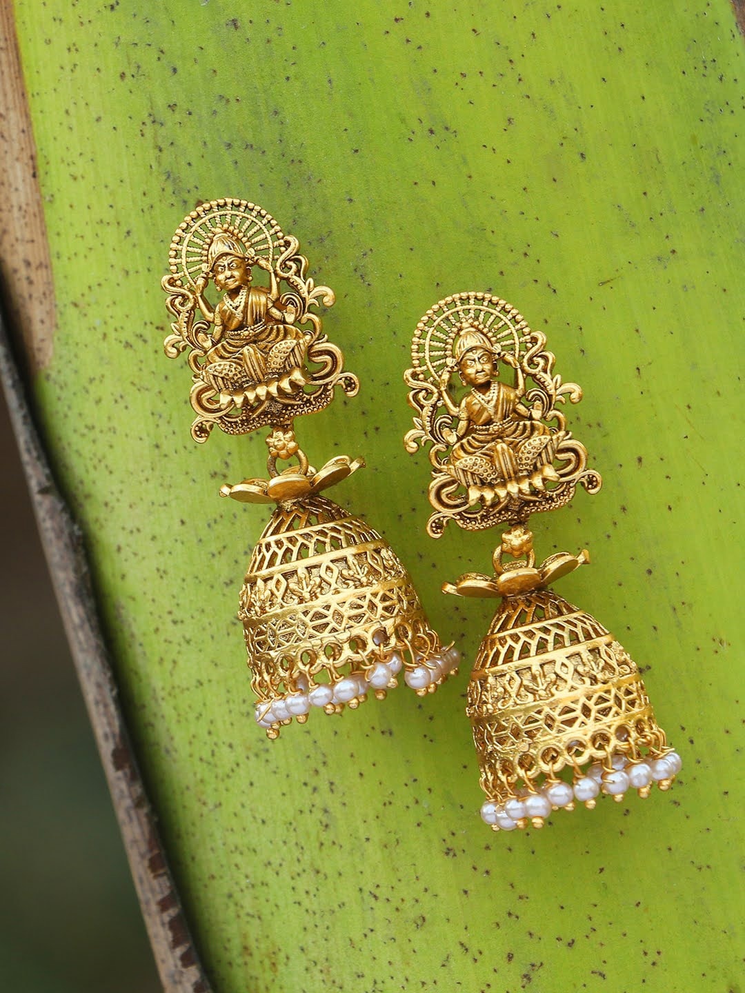 

Adwitiya Collection Gold-Toned Contemporary Jhumkas Earrings