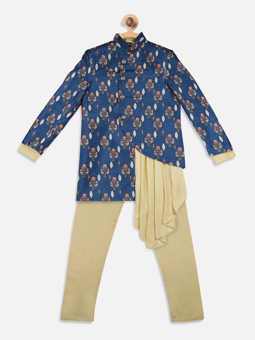 

Blue Giraffe Boys Blue Ethnic Motifs Printed Kurta with Pyjamas