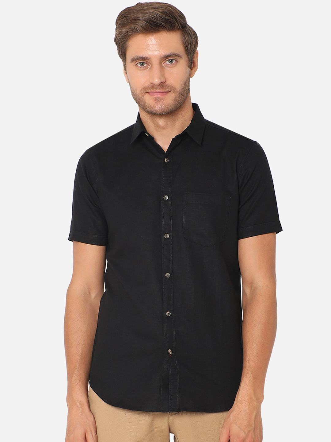 

JADE BLUE Men Black Slim Fit Casual Shirt