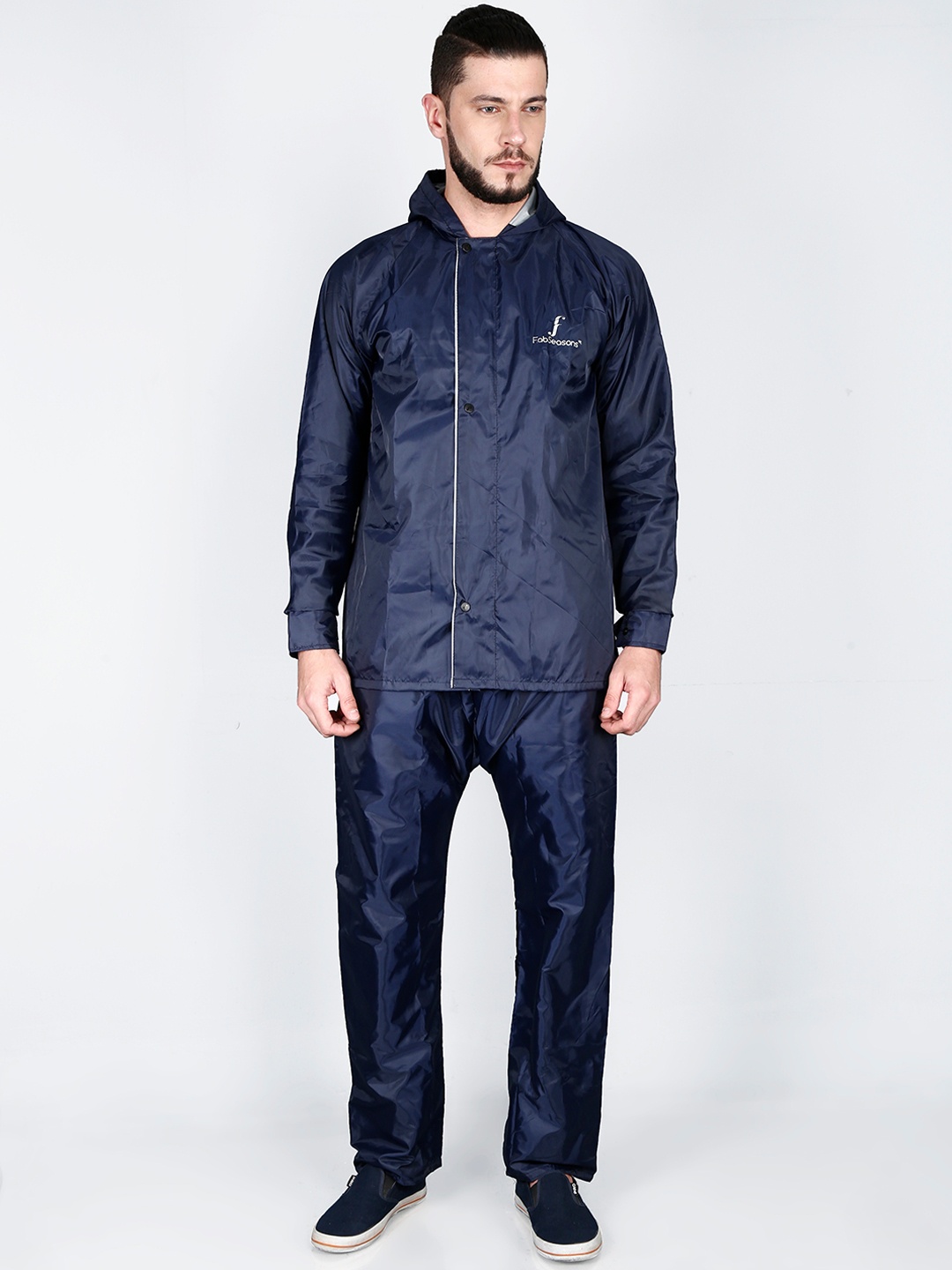 FabSeasons Men Blue Solid Reversible Waterproof Rain Suit