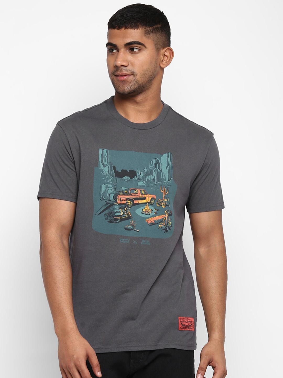 

Royal Enfield Men Grey Printed T-shirt