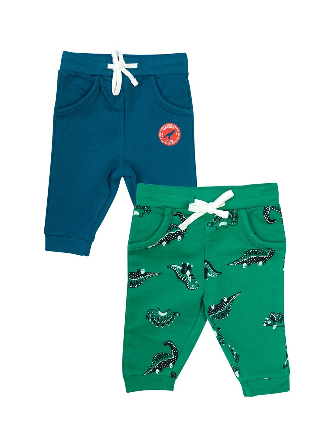 MeeMee Boys Pack Of 2 Cotton Joggers, Green