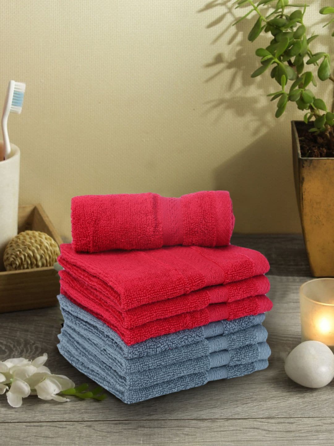

BIANCA Set Of 8 Pure Cotton Ultra-Fluffy Towels, Burgundy