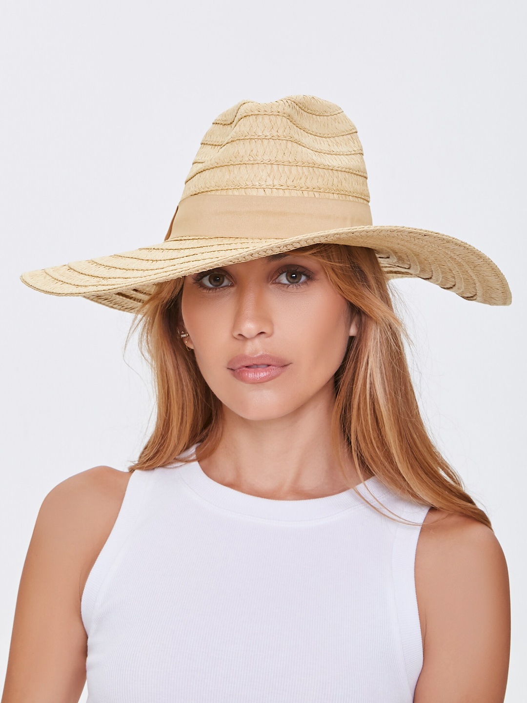 

FOREVER 21 Women Cream-Coloured Faux Straw Panama Hat