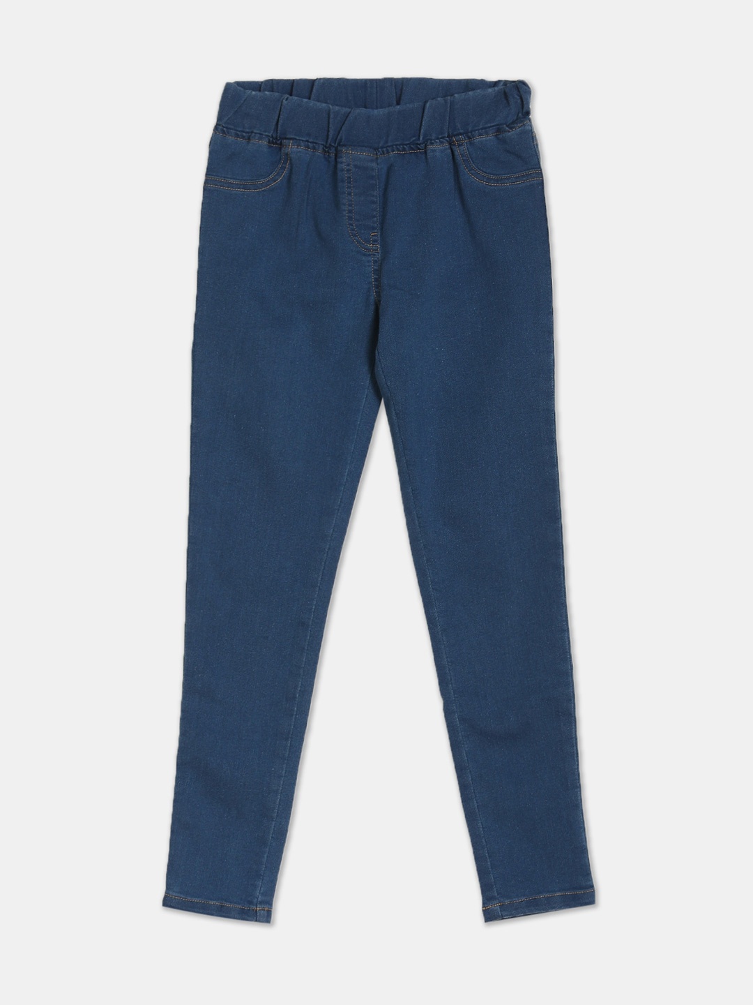 

Cherokee Girls Blue Solid Cotton Jeggings