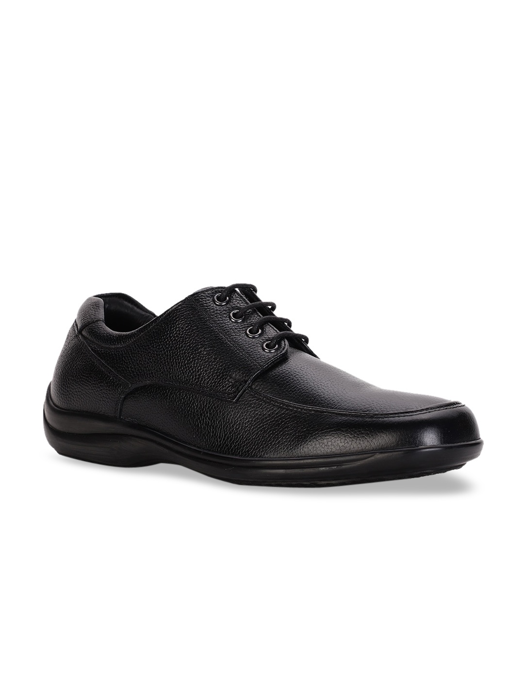 Bata Black Men Black Textured Leather Formal Derbys