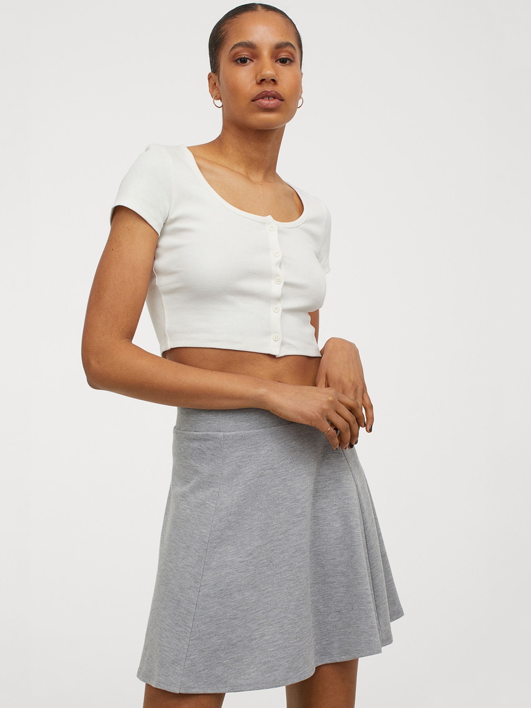 

H&M Grey Skater A-Line Skirt