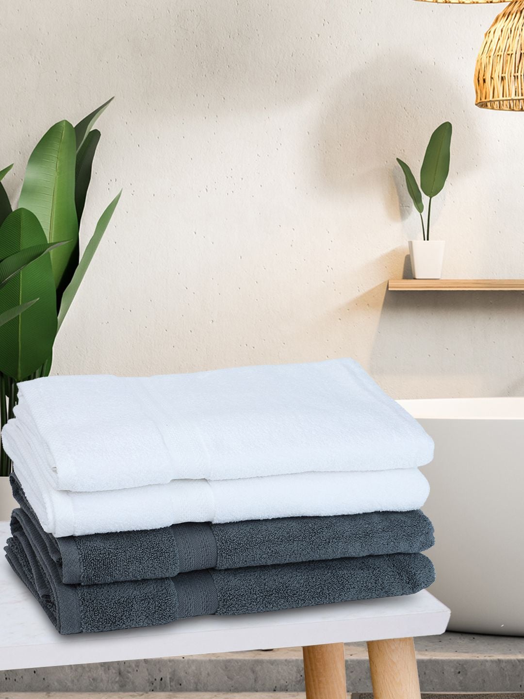 BIANCA Set Of 4 Pure Cotton Ultra-Fluffy Bath Towels, Grey