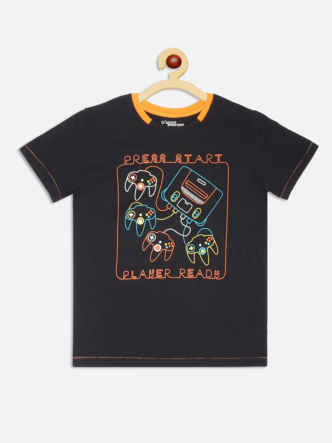 

Lil Tomatoes Boys Black Printed T-shirt
