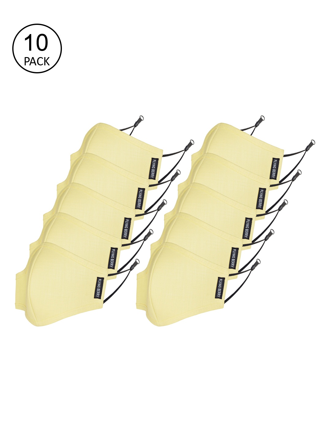 

FLYING BERRY Unisex Pack Of 10 Solid 3-Ply Reusable N95 Masks, Yellow