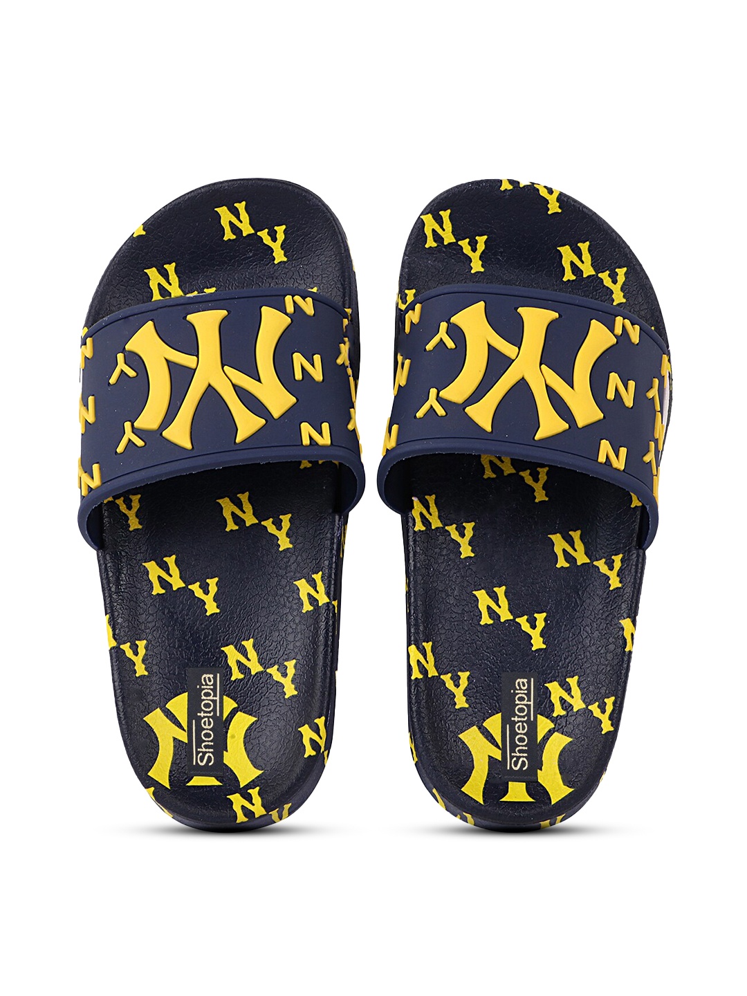 

Shoetopia Girls Yellow & Navy Blue Rubber Sliders