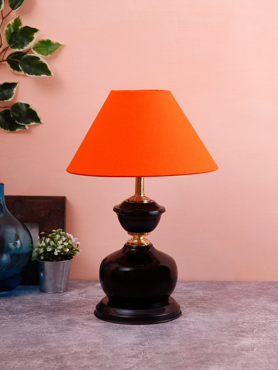 

Devansh Orange & Black Traditional Table Lamp with Shade