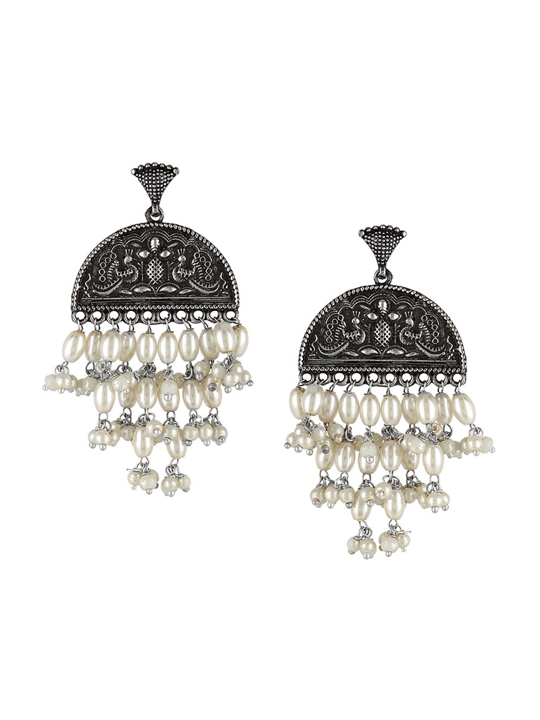 

Adwitiya Collection Silver Contemporary Jhumkas Earrings