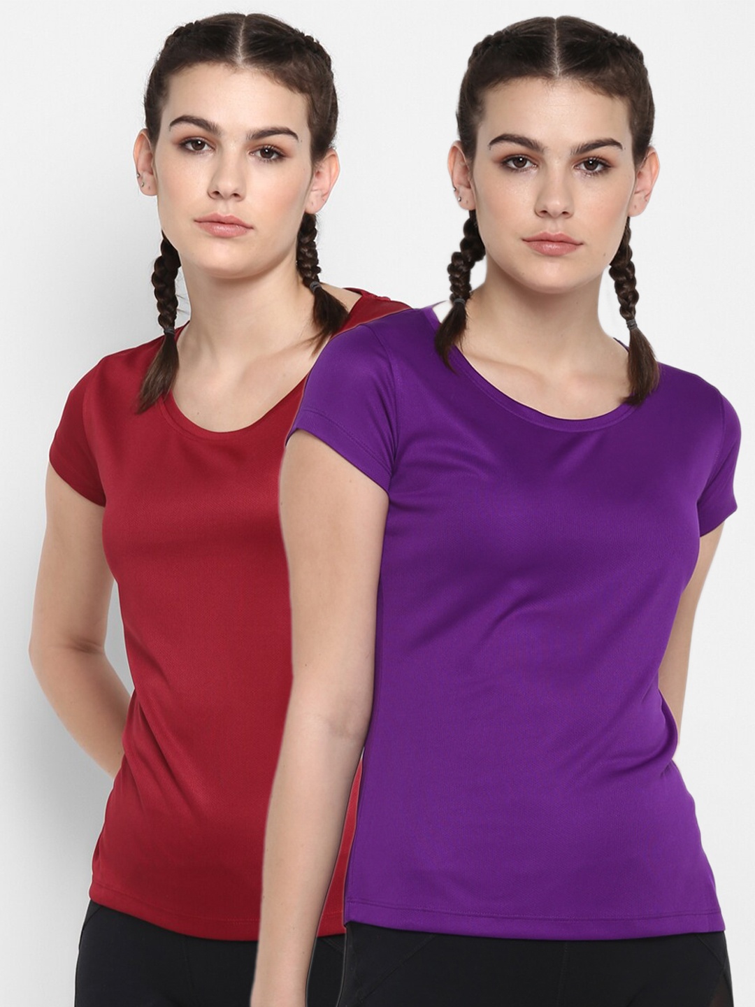 

ScoldMe Women Pack Of 2 Multi Slim Fit T-shirts
