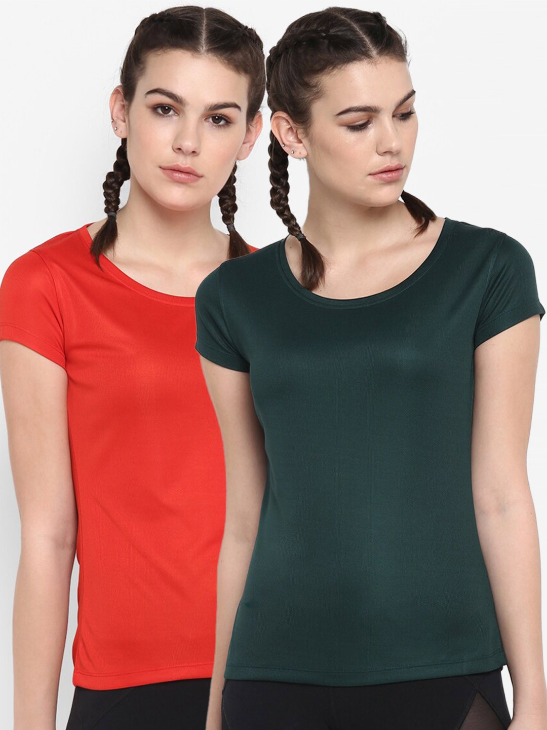 

ScoldMe Women Pack Of 2 Slim-Fit T-shirt, Multi